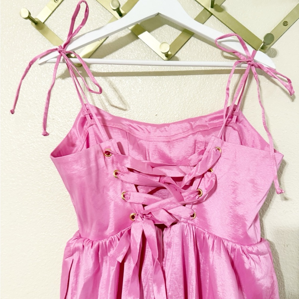 NEW Show Me Your Mumu Juliet Lace Up Corset Maxi Dress in Pink Taffeta size XL - Picture 9 of 10